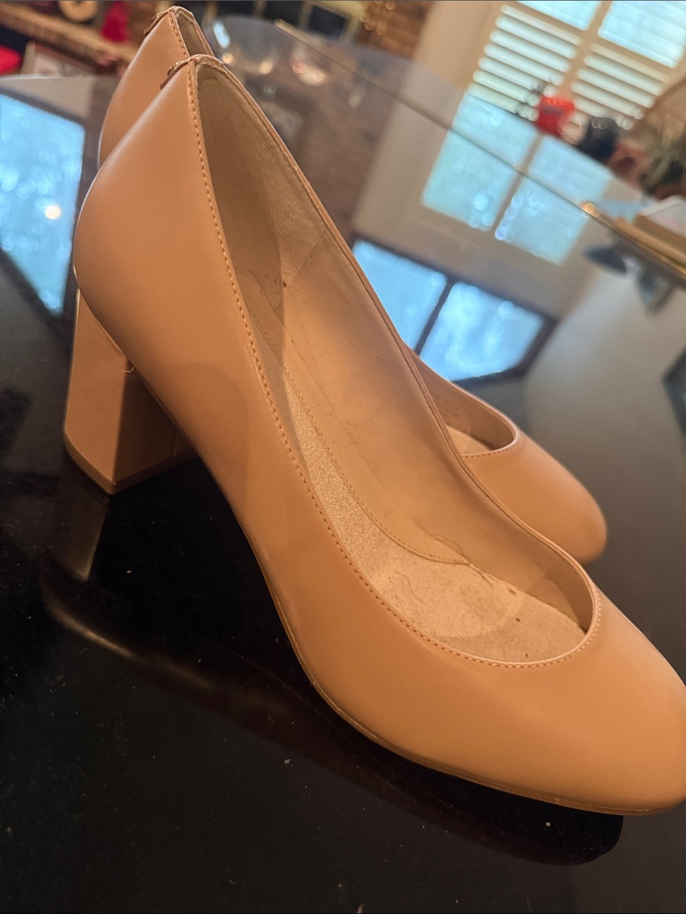 Cole Haan Beige Block Heel Pumps Waterproof